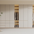 Modern Cream Style Wardrobe Bedroom Wardrobe Children's Room Wardrobe Finished Wardrobe 3d model