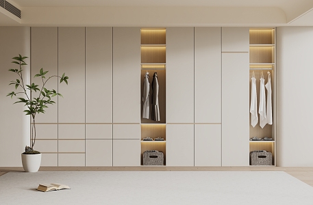 Modern Cream Style Wardrobe Bedroom Wardrobe Children's Room Wardrobe Finished Wardrobe 3d model