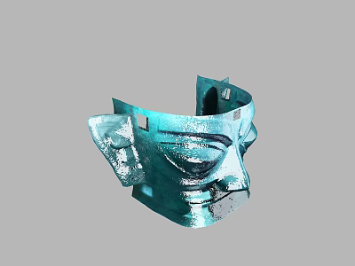 Blue Mask Shaped Sculpture Carving With Smooth Surface And Facial Features 3d model