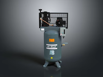 Mobile Industrial Air Compressor With Gray Tank Top Motor Cooling Grille And AB Model 3d model