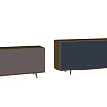 Modern Storage Cabinet With Two Different Colored Units Drawers Doors And Wooden Legs