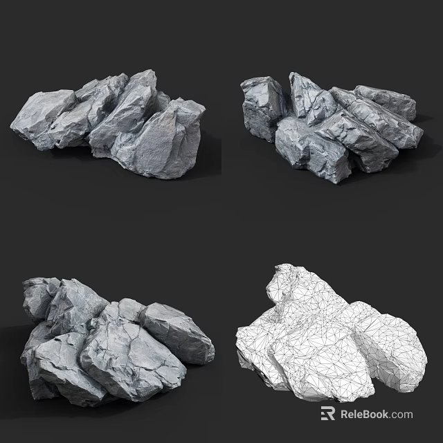 Natural Rock Formations With Rough Textures And Various Shapes In Natural Scene 3d model 