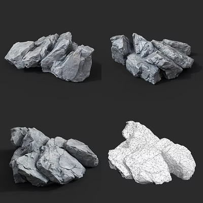Natural Rock Formations With Rough Textures And Various Shapes In Natural Scene 3d model