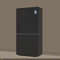 Modern Black Double Door Kitchen Refrigerator With Sleek Design And Silver Accents