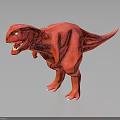 Red T-Rex Dinosaur Toy Figure with Open Mouth Sharp Teeth Standing on Black Background and Reflection