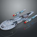 Sci-Fi Starship Model With Detailed Hull And Red Blue Engine Accents 3d model