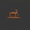 Orange Red Terracotta Horse Statue Featuring Saddle Standing On Decorative Base