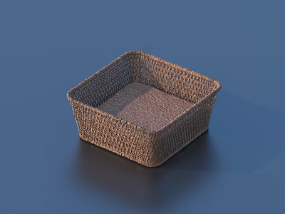 Woven Square Storage Basket Made Of Natural Material For Home Organization And Decor 3d model