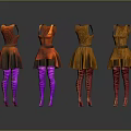 Fashion Dresses With Different Designs And Colorful Stockings And High Heels