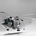Silver Military Helicopter With Cockpit Windows Side Door And Rotors