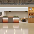 Korean Style Restaurant Interior With Red Brick Walls Wooden Tables Marble Tops And Open Counter