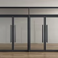 Modern Black Framed Glass Double Doors In Interior With Wooden Floor