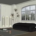 Modern Multiplayer Sofa Cream Sofa Coffee Table Combination 3d model