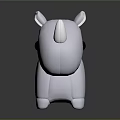 Cute White Rhino Stuffed Toy With Soft Fabric And Black Eyes Design