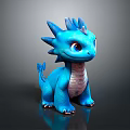 Cute Blue Dragon Character With Spiked Head Purple Belly Finned Tail And Large Round Eyes