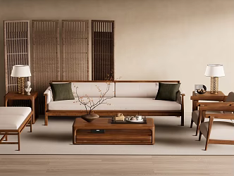Quiet New Chinese Sofa Tea Table 3d model