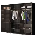Modern Wardrobe Interior Design With Glass Doors Hanging Clothes Shoes And Storage Shelves