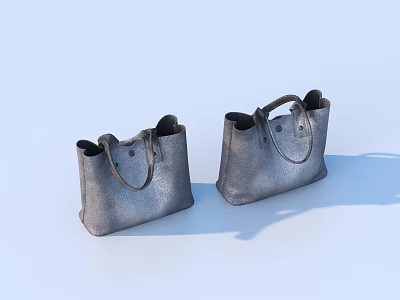 Gray Leather Tote Bags With Minimalist Design And Sturdy Handles 3d model