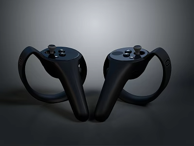 Black VR Controllers With Ergonomic Design For Wireless PC Gaming Experience 3d model