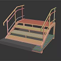 Pink Metal Staircase With Handrails And Steps On Gray Platform Design