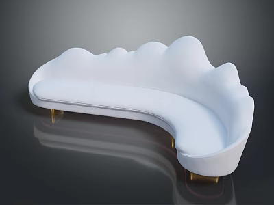 Modern White Cloud Shaped Sofa With Gold Legs And Elegant Design 3d model