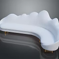 Modern White Cloud Shaped Sofa With Gold Legs And Elegant Design 3d model