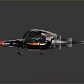 Futuristic Flying Spaceship With Streamlined Gray White Orange Design Cockpit And Thrusters