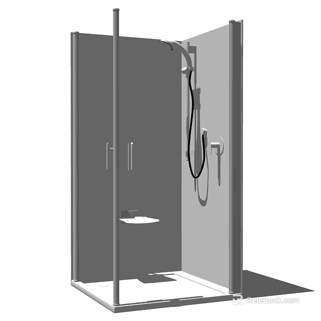 Modern Shower Head With Rainfall Design And Handheld Sprayer In Bathroom 3d model