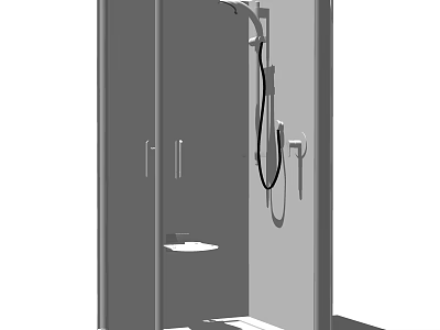 Modern Shower Head With Rainfall Design And Handheld Sprayer In Bathroom 3d model