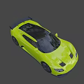 Neon Yellow Sports Car With Sleek Design Black Roof And Rear Spoiler