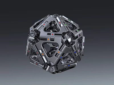 Modern Decorative Ornament Set With Mechanical Spherical Structure And Metallic Texture 3d model