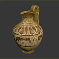 Traditional Ancient Greek Terracotta Jug With Geometric Patterns And Animal Motifs