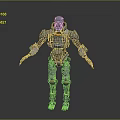 Mechanical Robot Character With Futuristic Armored Design Metallic Components Detailed Joints And Orange Accents