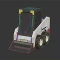 Gray And White Miniature Loader Model With Front Bucket Cabin And Wheels 3d model