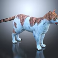 Standing Cat With White And Brown Tabby Fur On Dark Background With Shiny Reflection 3d model
