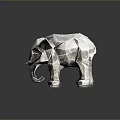 Geometric Elephant Sculpture With Polygonal Design And Textured Surface On Dark Background 3d model