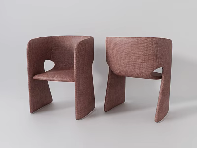 Two Modern Upholstered Leisure Chairs In Warm Brown Fabric With Curved Armrests And Sleek Profile 3d model