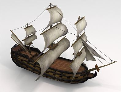 Chinese Sailing Wooden Boat 3d model