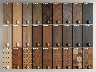 Different Wooden Flooring Types with Various Colors Textures Patterns and Design 3d model
