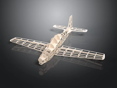 3D Printed White Grid Structured Aerospace Model On Dark Reflective Surface 3d model