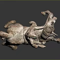 Detailed Ancient Clay Sculpture of Man Riding Horse in Traditional Attire