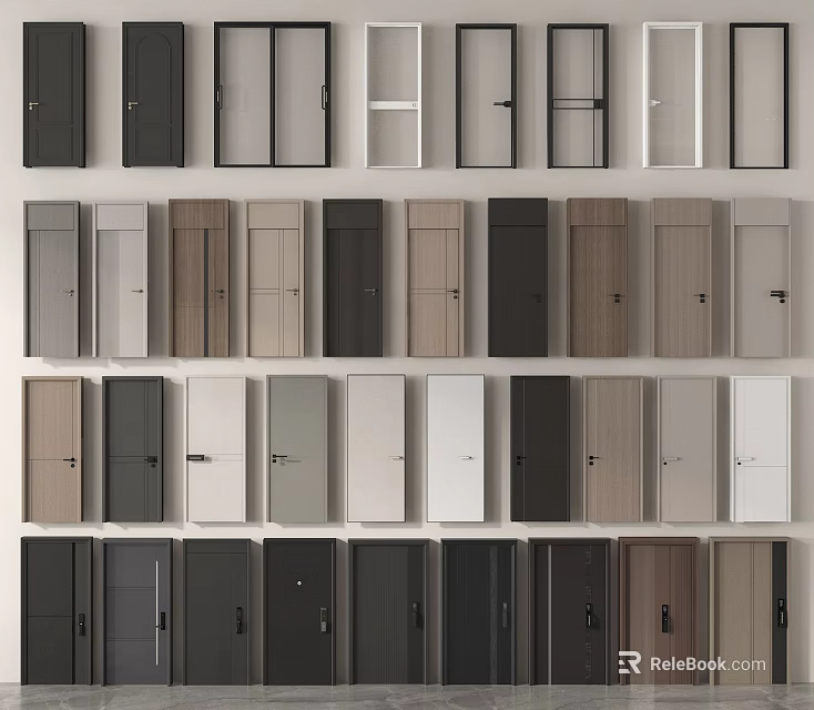 Various Door Designs In Multiple Colors For Home Interior Decoration 3d model 