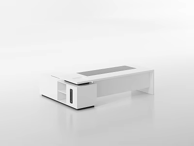 Modern Minimalist White Office Desk With Sleek Surface And Storage Drawers 3d model