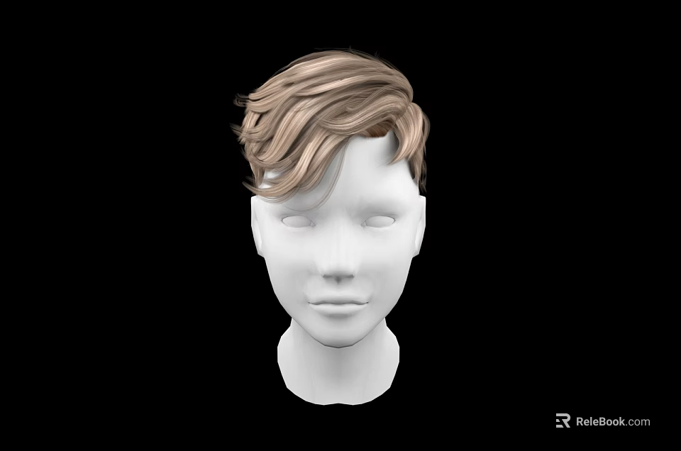Game And Movie Character 3D Head Model With Short Blonde Brown Wavy Layered Hair 3d model 