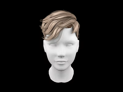 Game And Movie Character 3D Head Model With Short Blonde Brown Wavy Layered Hair 3d model