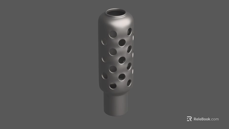 Industrial Perforated Metal Hollow Cylindrical Component with Circular Holes Design 3d model 