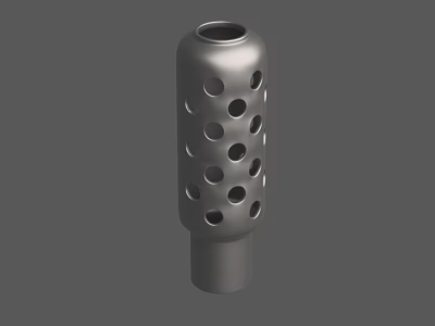Industrial Perforated Metal Hollow Cylindrical Component with Circular Holes Design 3d model