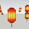 Traditional Red Lanterns Glowing Brightly In Night Sky With Moon And Stars