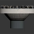 Complex Industrial Mechanical Component With Circular Metal Structure And Multiple Pipes