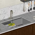 Kitchen embedded sink vegetable basin faucet 3d model